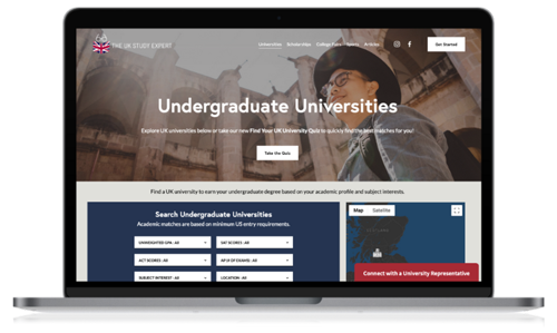 laptop of UK Study Expert homepage
