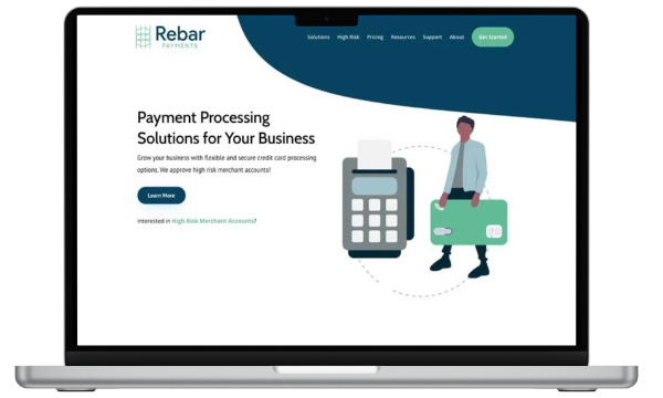 laptop of Rebar Payments home page