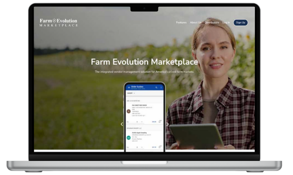 laptop of Farm Evolution home page