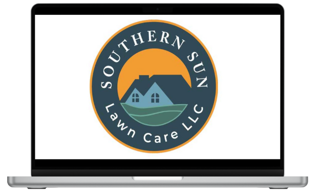 laptop of Southern Sun Lawn Care logo