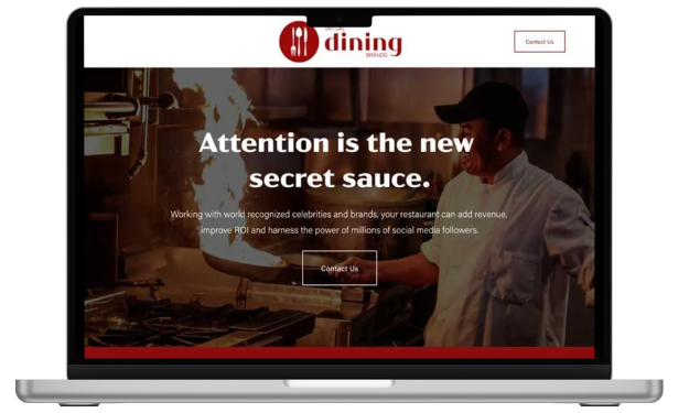 laptop of Virtual Dining Brands home page