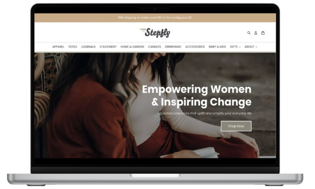 laptop of Stepfly home page