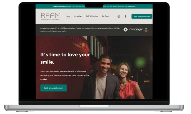 laptop of Beam Bangor home page