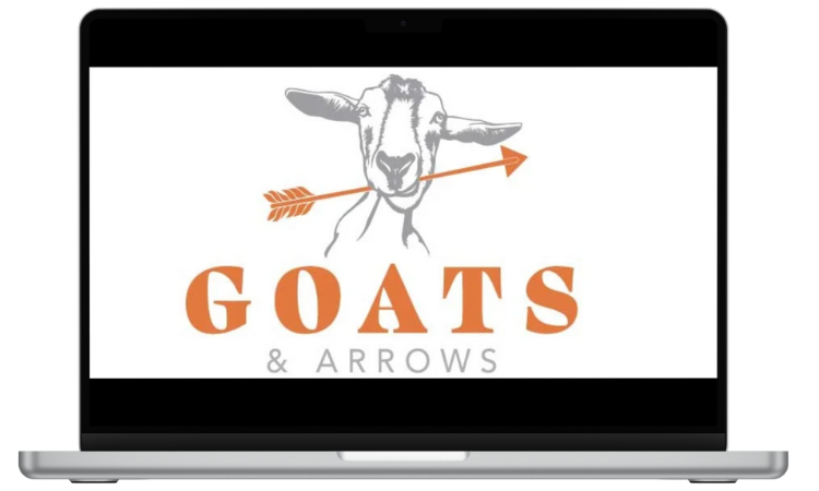 laptop of Goat & Arrows logo